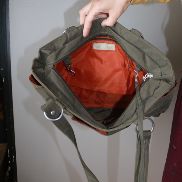 NWOT Easy Spirit Dark Army Green Hand Shoulder Bag Side Zipper Lightweight Purse - Picture 3 of 3